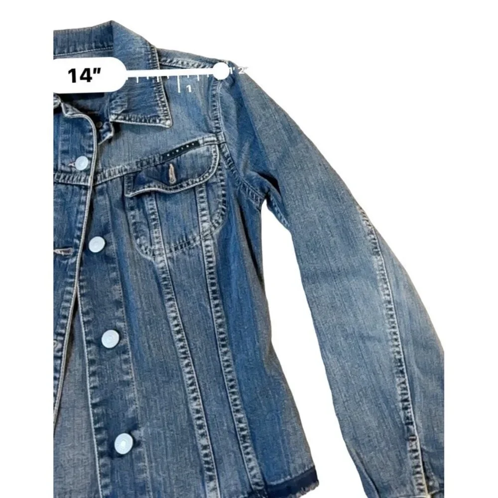Sisley Women Denim Jean Distressed Jacket from Italy Size XS Sku 1087 - Picture 3 of 8